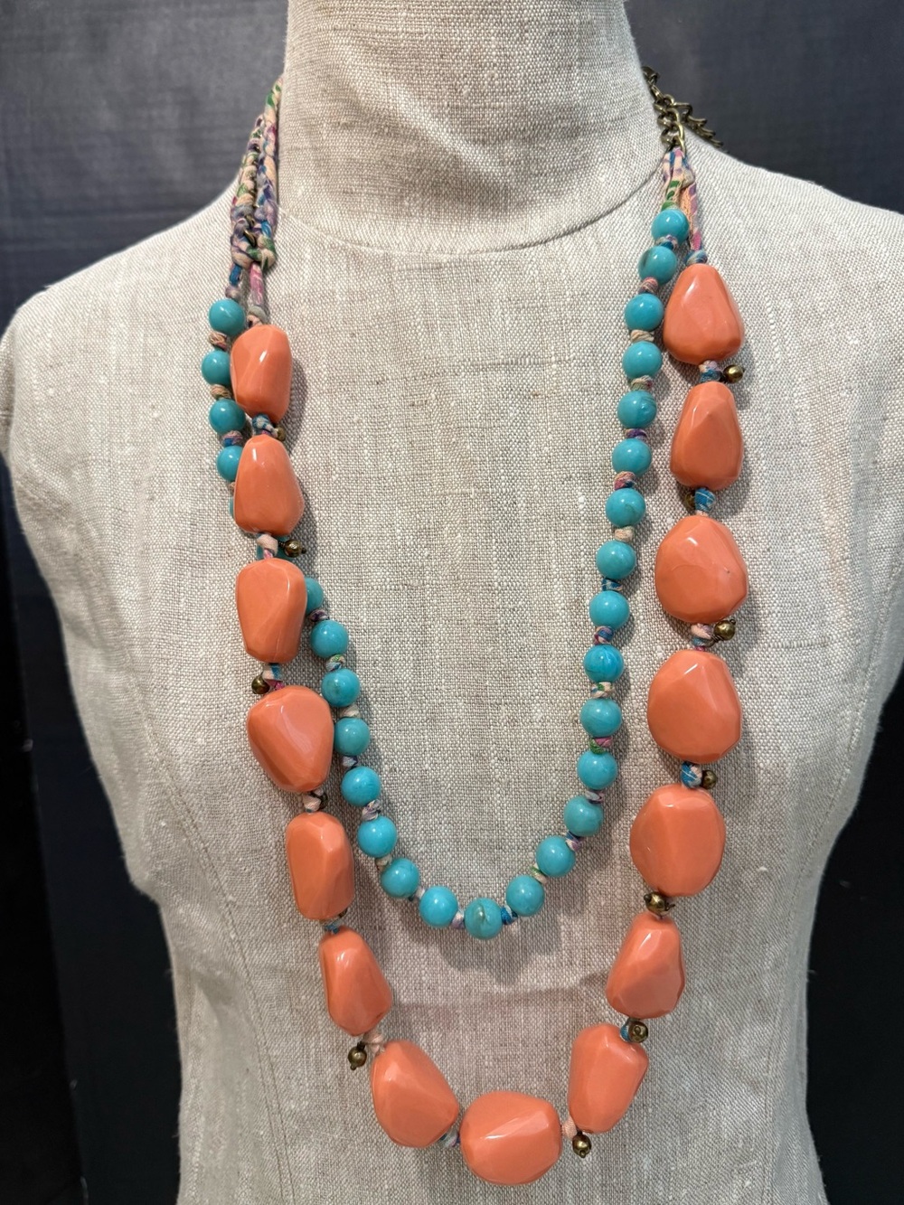 Joan Rivers Chunky Statement Necklace Braided Fabric Accent